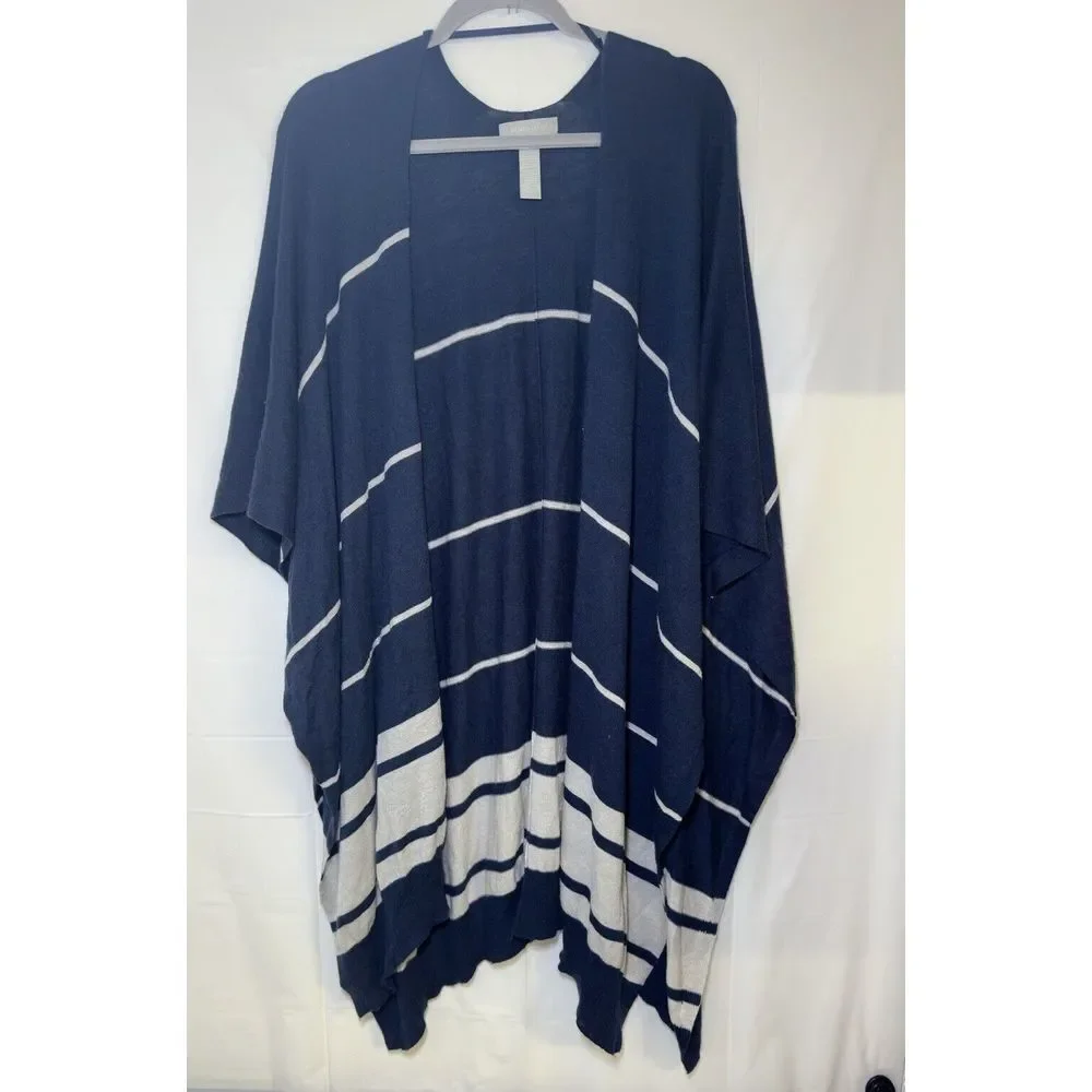 Nordstrom Blue/Ivory‎ Striped Poncho Open Cardigan
